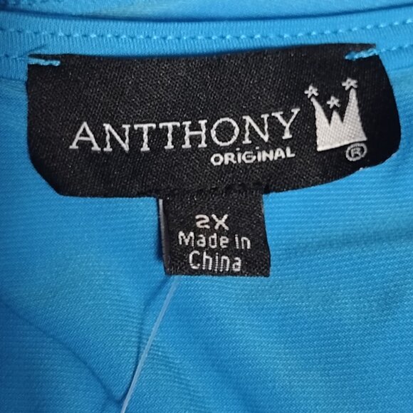 Antthony Originals: 2-pc Three-Quarter Sleeve Pant Set, Size 2X, Turquoise Blue - Picture 10 of 12